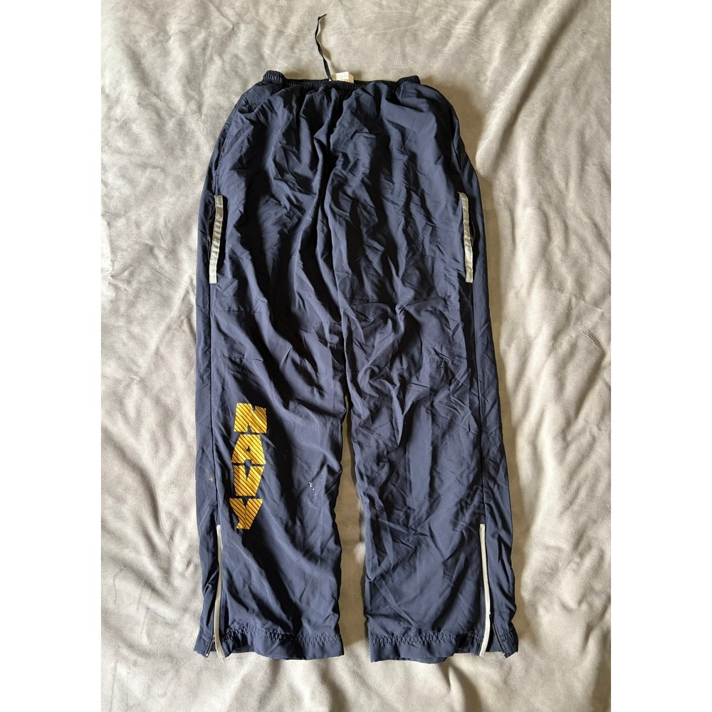 US Navy PT Track Pants Mens Small Short Blue Nylon Military Training Wind Pants